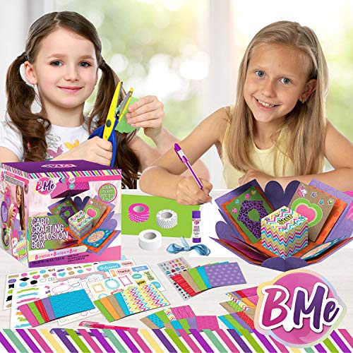  B Me Card Making Kit for Kids - Arts and Crafts Box - DIY  Holiday, Birthday Cards Stationary Set – Jel Pens, Sticker Sheets, Gems,  Envelope, Ribbon, Tape - Crafts Age