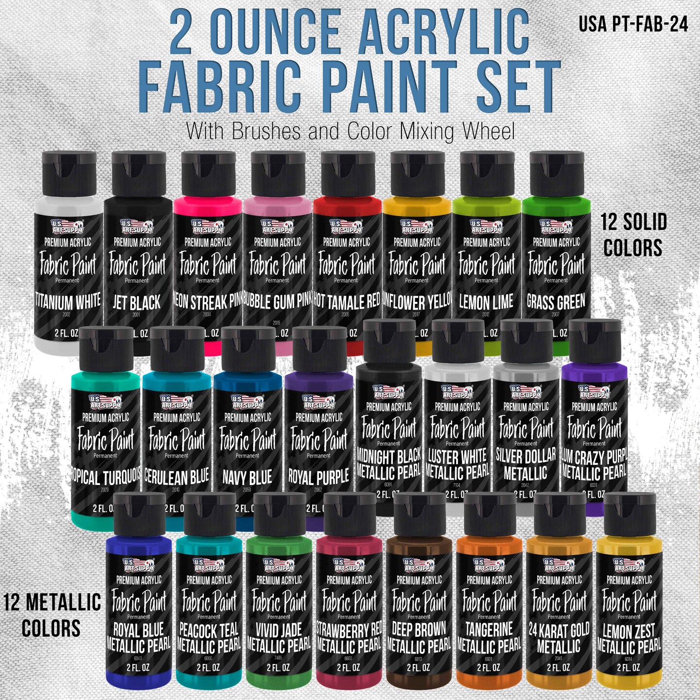 24 Fabric Paint Set for Clothes Upholstery Shoe Sneaker Denim