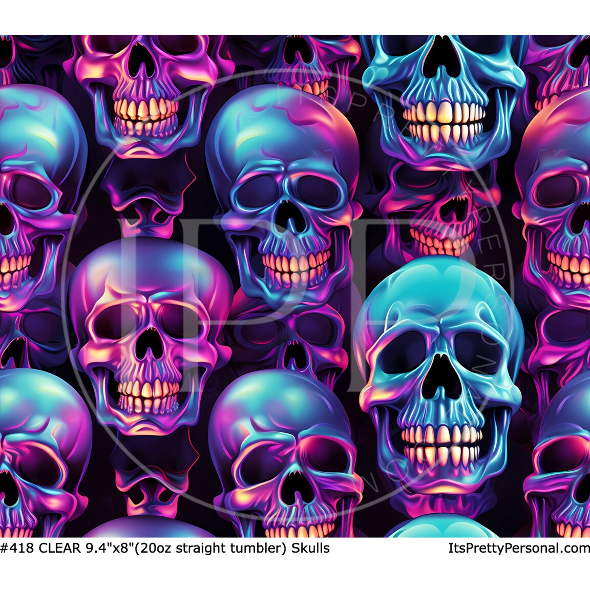 #418 CLEAR- 20oz -Skulls 9.4&#x22; x 8&#x22; Pattern Vinyl Wrap