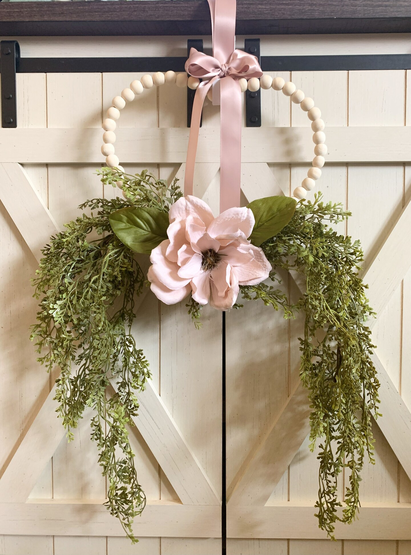 Blush Sola Wood Flower Indoor Wreath