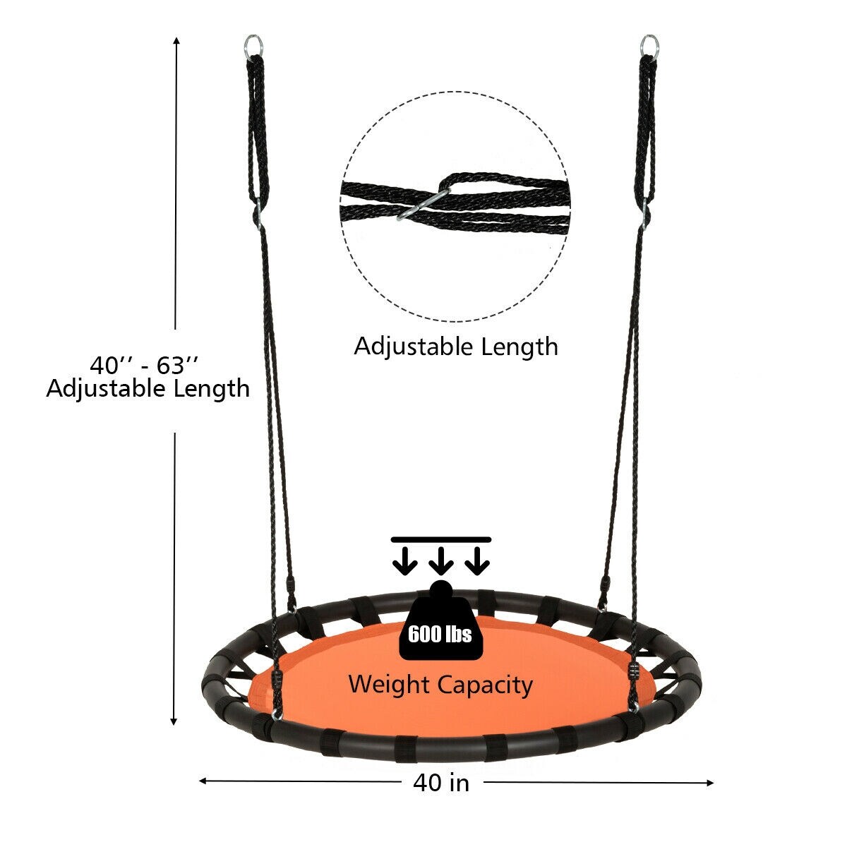 40&#x22; Flying Saucer Round Swing Kids Play Set