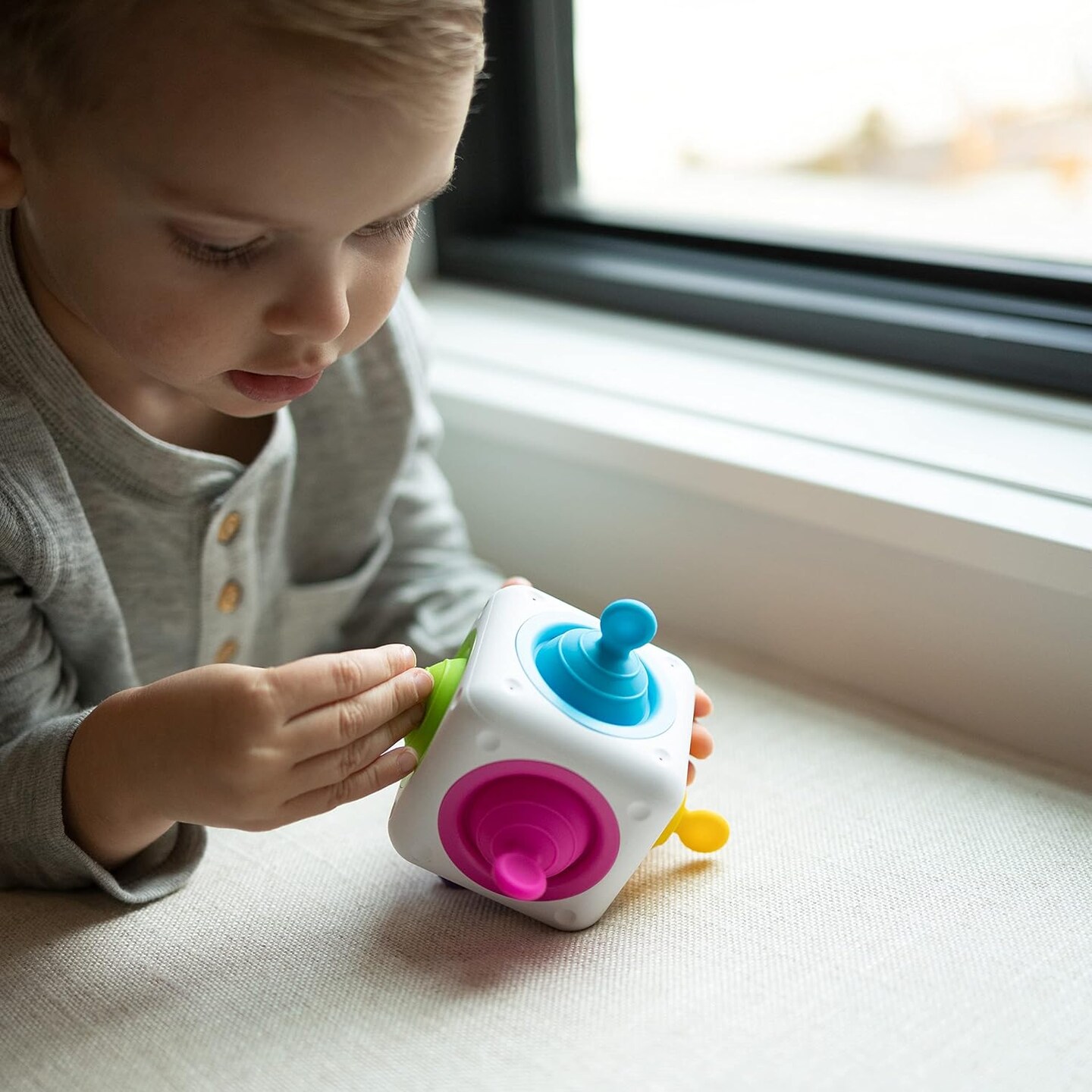 Fat Brain Toys Tugl Cube - Popping Fidget Cube for Toddlers, Kids, Teens, Adults