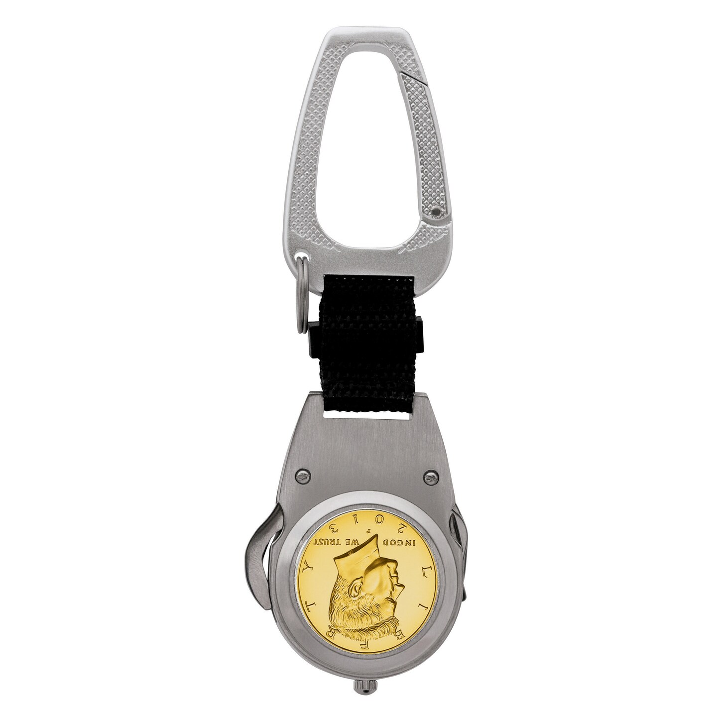 Gold Layered JFK Half Dollar Coin Multi-Tool Pocket Watch Compass