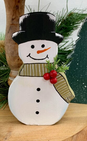 Snowman with Top Hat ornament - Christmas decor - Ornament- tiered tray  decor - Snowman Decor