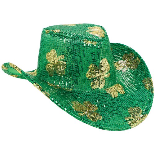 St. Patrick&#x27;s Day Sequin Adult Cowboy Hat - Green