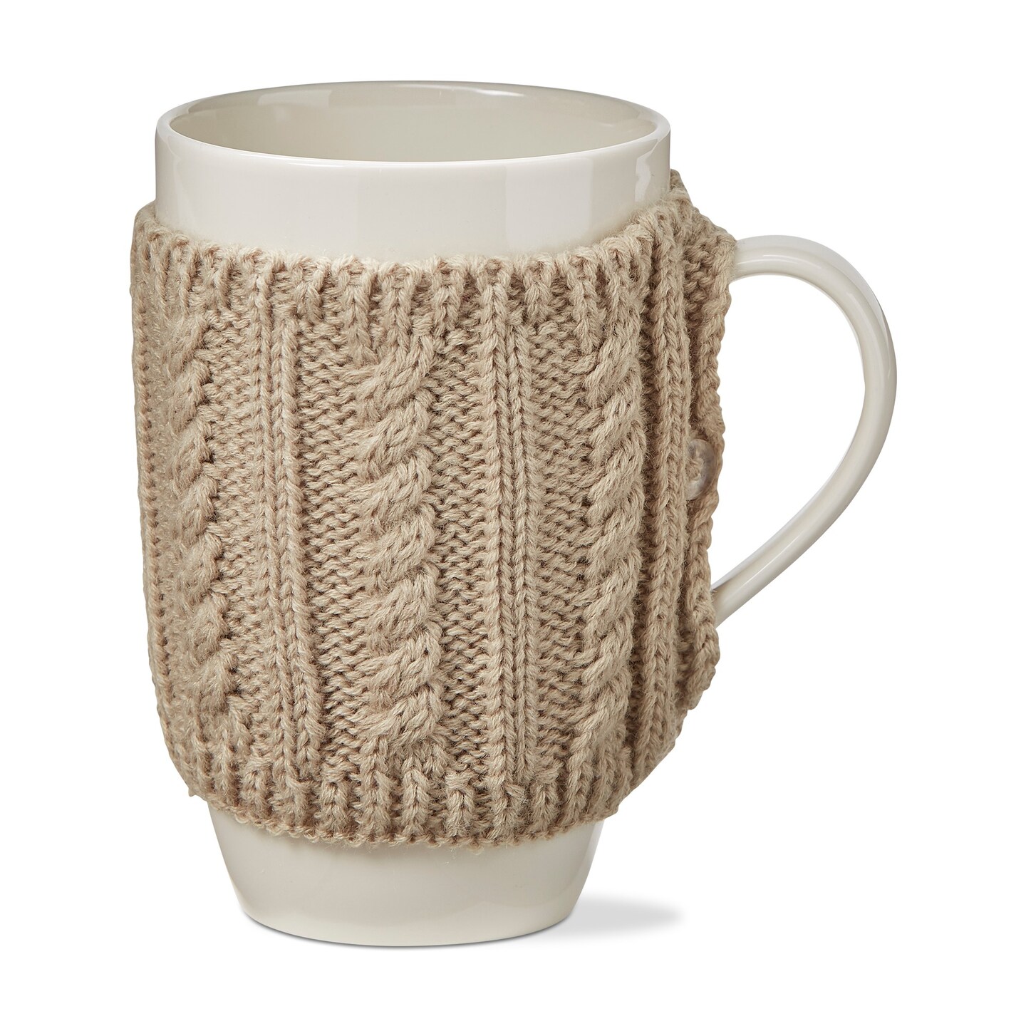 Warm Wishes Taupe Sweater Mug - 18oz Bone China Drinkware, Dishwasher Safe, Perfect for Christmas,For Hot Beverages Tea Coco Coffee
