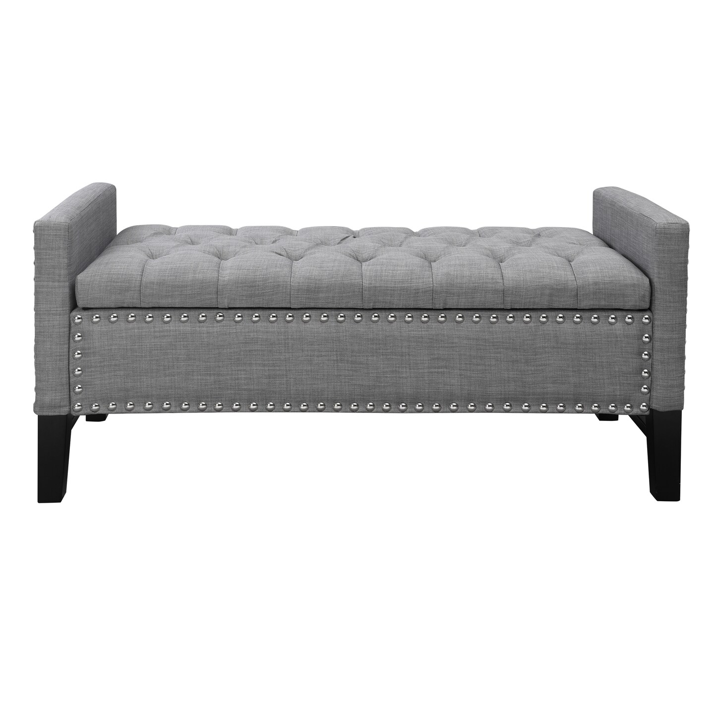 Emmaline PU Leather/Linen/Velvet Button Tufted Nailhead Trim Storage Bench