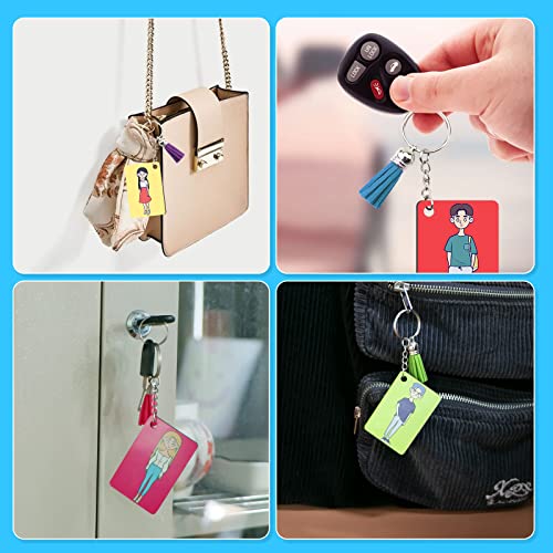 120 Pieces Sublimation Keychain Blanks Bulk - Sublimation Blanks Keychain with Blue Protective Film - MDF Rectangle Keychain with Tassels - Heat Transfer Keychain Blanks Double Sided