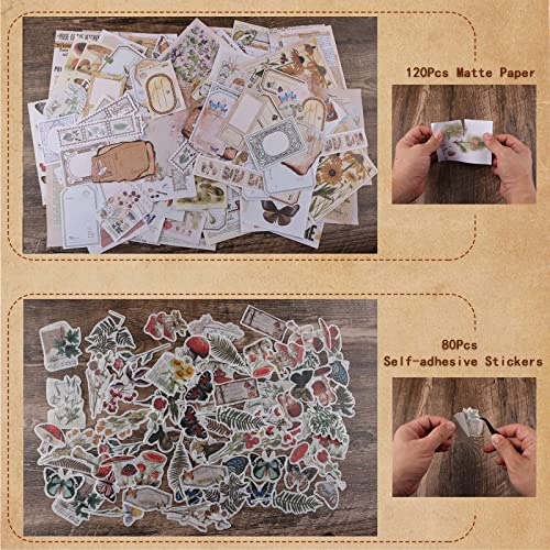 200Pcs Vintage Scrapbook Stickers, Aesthetic Junk Journal Stamping Supplies  Kit, Scrapbooking Ephemera Washi Paper for Bullet Journaling Planners Diary  Collage