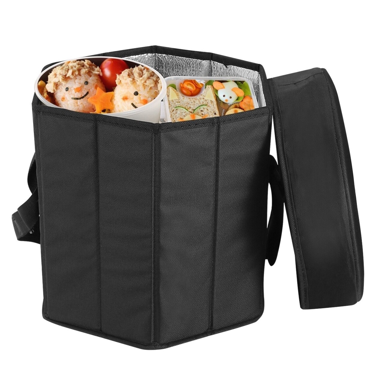 SKUSHOPS Collapsible Grocery Cooler Bag 3 Gallon Insulated Food Container Seat Combo for Camping Picnic Shopping