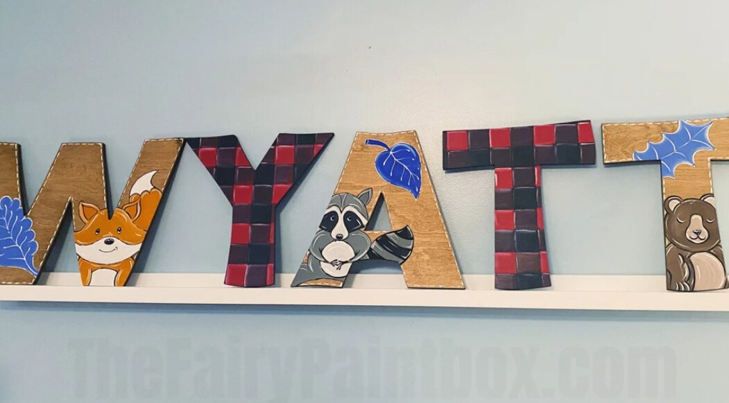 Wooden letters for fashion nursery