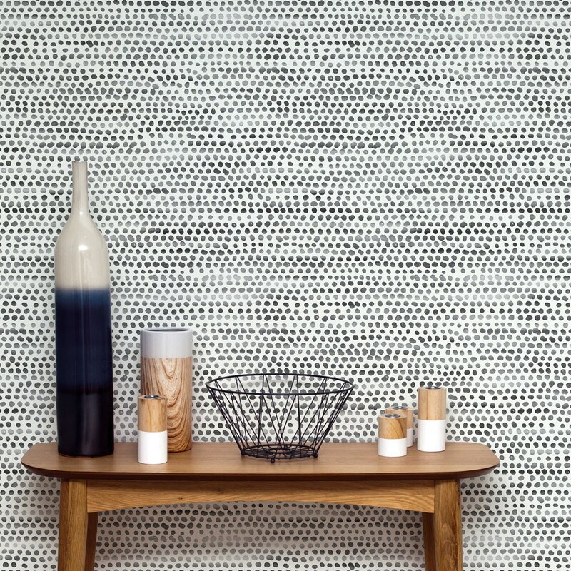 Tempaper Moire Dots Peel and Stick Wallpaper Black/White