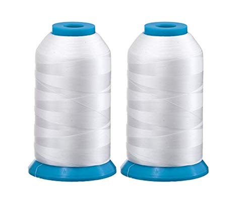 Set of 2 Huge White Spools Bobbin Thread for Embroidery Machine and Sewing  Machine - 60 Weight - 5500 Yards Each - Polyester -Embroidex