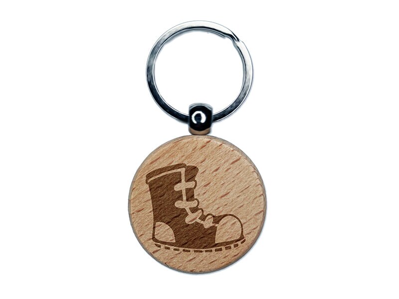 Sneaker Shoe High Top Laces Engraved Wood Round Keychain Tag Charm