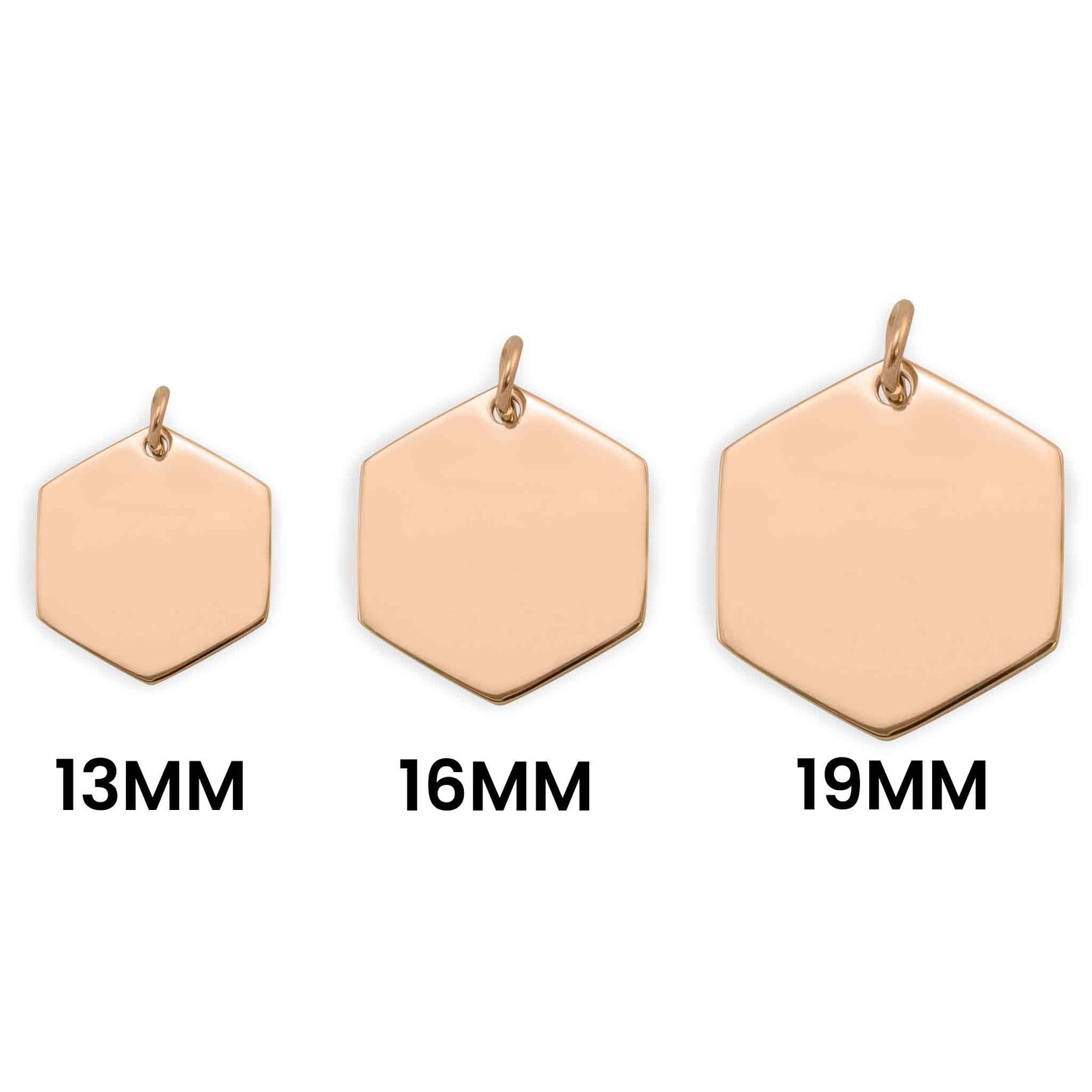 18K Rose Gold PVD Coated Stainless Steel Blank Hexagon Pendant