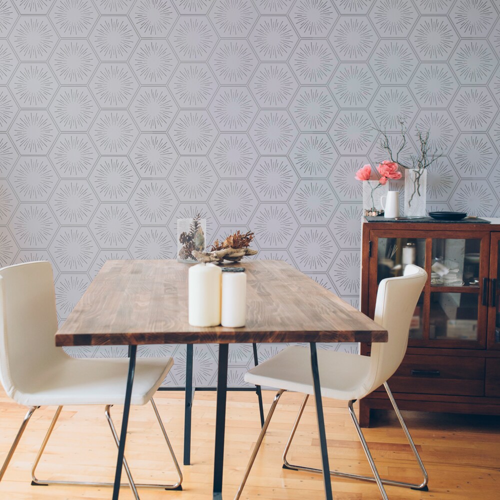 Tempaper Hello Sunshine Peel and Stick Wallpaper White/Metallic Platinum