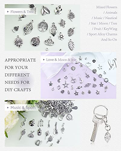 400 Pieces Wholesale Bulk Lots Jewelry Making Charms Mixed Smooth Tibetan Silver Alloy Charms Pendants DIY for Bracelet Necklace Jewelry Making and Crafting