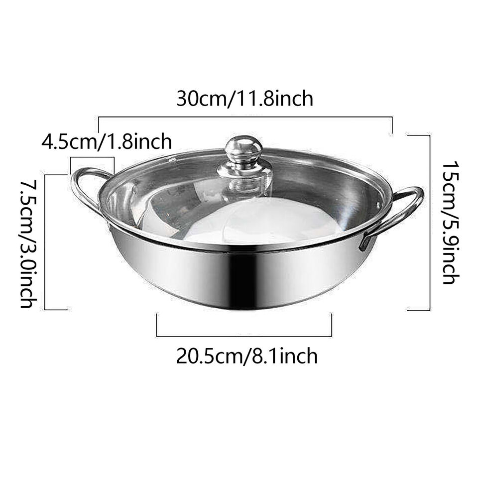 Kitcheniva Hot Pot Shabu Induction Nabe Lid Cooking Dual Side Stainless Steel