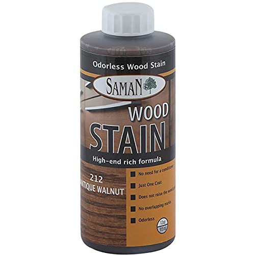 SamaN Interior Water Based Wood Stain - Natural Stain for Furniture, Moldings, Wood Paneling, Cabinets (Antique Walnut TEW-212-12, 12 oz)