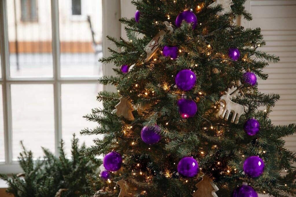 34-Piece Christmas Glitter Ball Ornaments (1.5&#x22;) Xmas Tree Decorations