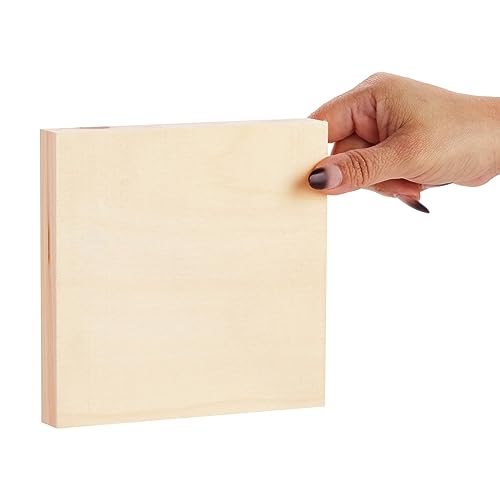 6 Pack Unfinished Wood Canvas Boards for Painting, 6x6 Square Wooden Panels for Crafts