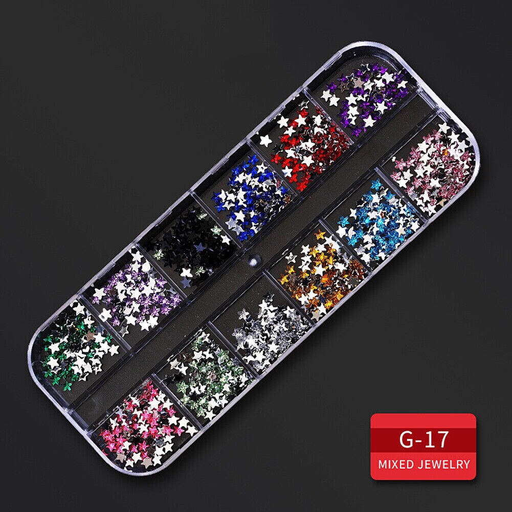 Kitcheniva Nail Glitter Flakes Sequins Rhinestones Pearl Nail Art Decorations