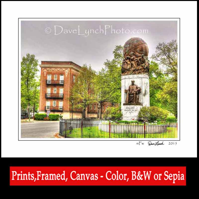 Richmond VA Virginia MAURY MONUMENT Statue Civil War Richmond Map