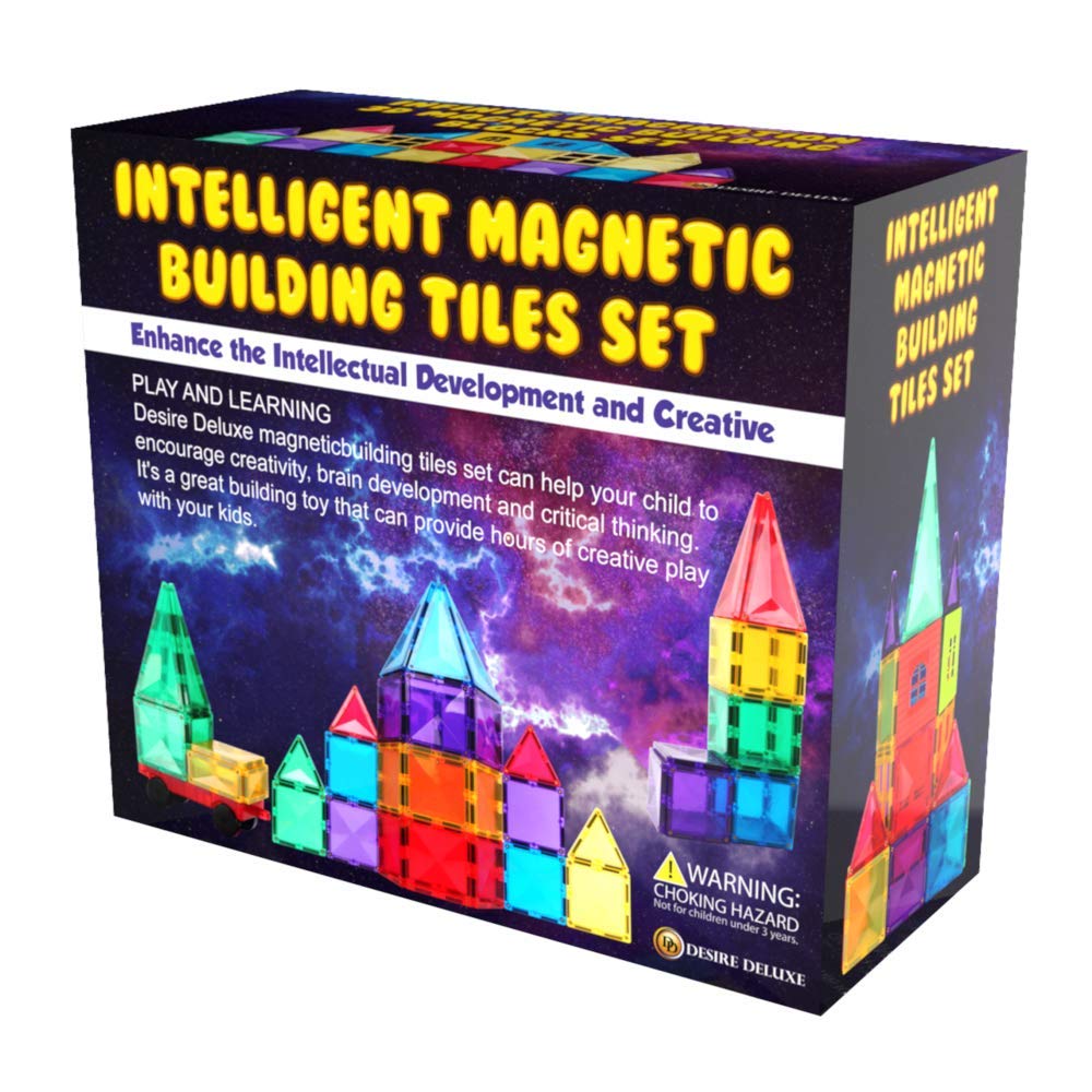 Magnetic Tiles Blocks Building Set for Kids – Learning Educational Toys for Boys Girls for Age 3-8 Year-Old – Birthday Present Gift (57PC)