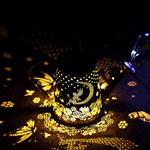 Solar Watering can with Lights, Unique Gifts for Mom Grandma Women Birthday, Waterproof Gardening Gifts Watering Can with Cascading Lights Outdoor Decor for Garden Patio Yard Pathway Backyard