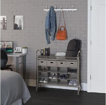 16 Cube Storage Organizer - 4-Tier Stackable Shoe Organizer - Free Standing Cube Shoe Rack With Drawers