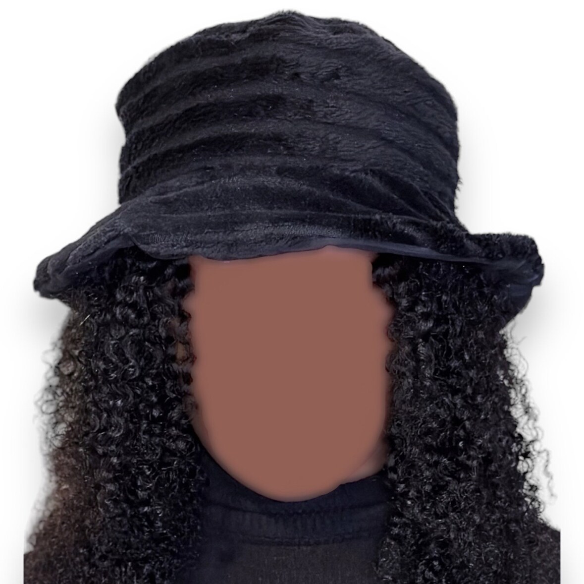 Handmade Black Knit Fur Reversible Winter Hat Bucket Hat product 3