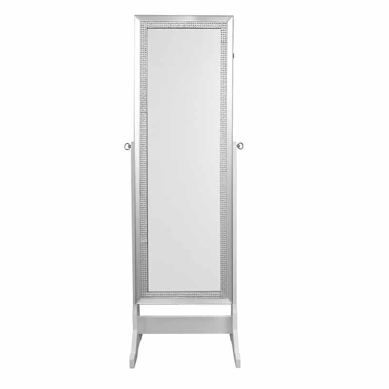 Shimmer Crystal Border Cheval Mirror Jewelry Armoire with LED Lights