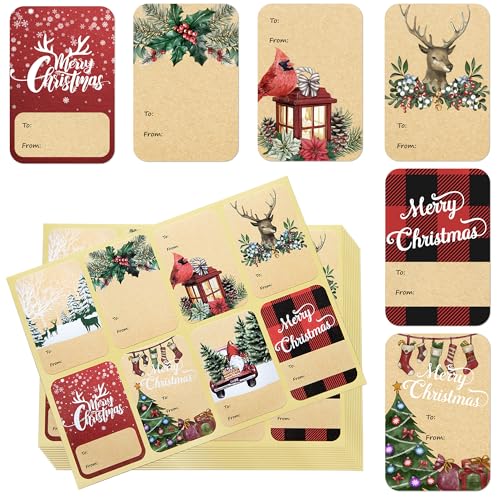 DreamBuilt 120pcs Christmas Gift Tags Stickers Self Adhesive - 2x3  Christmas Name Tags for Gifts Festival - to from Gift Tag Stickers for  Presents