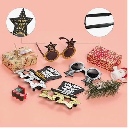 4 Happy New Year Eyeglasses Fancy Glitter New Year Party Glasses for 2024 New Year's Eve Party Favors