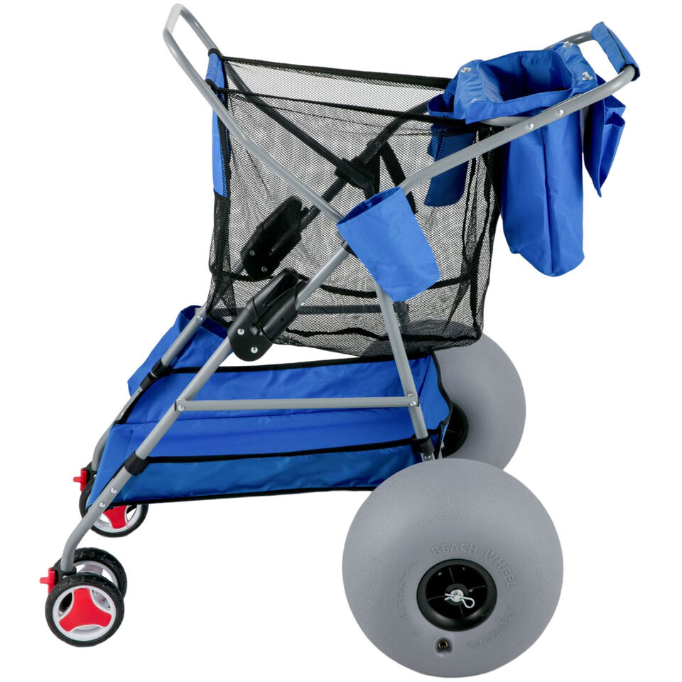 Wonder Wheeler Wide Beach Cart with 12&#x27;&#x27; Balloon Wheels &#x26; Storage Bag.