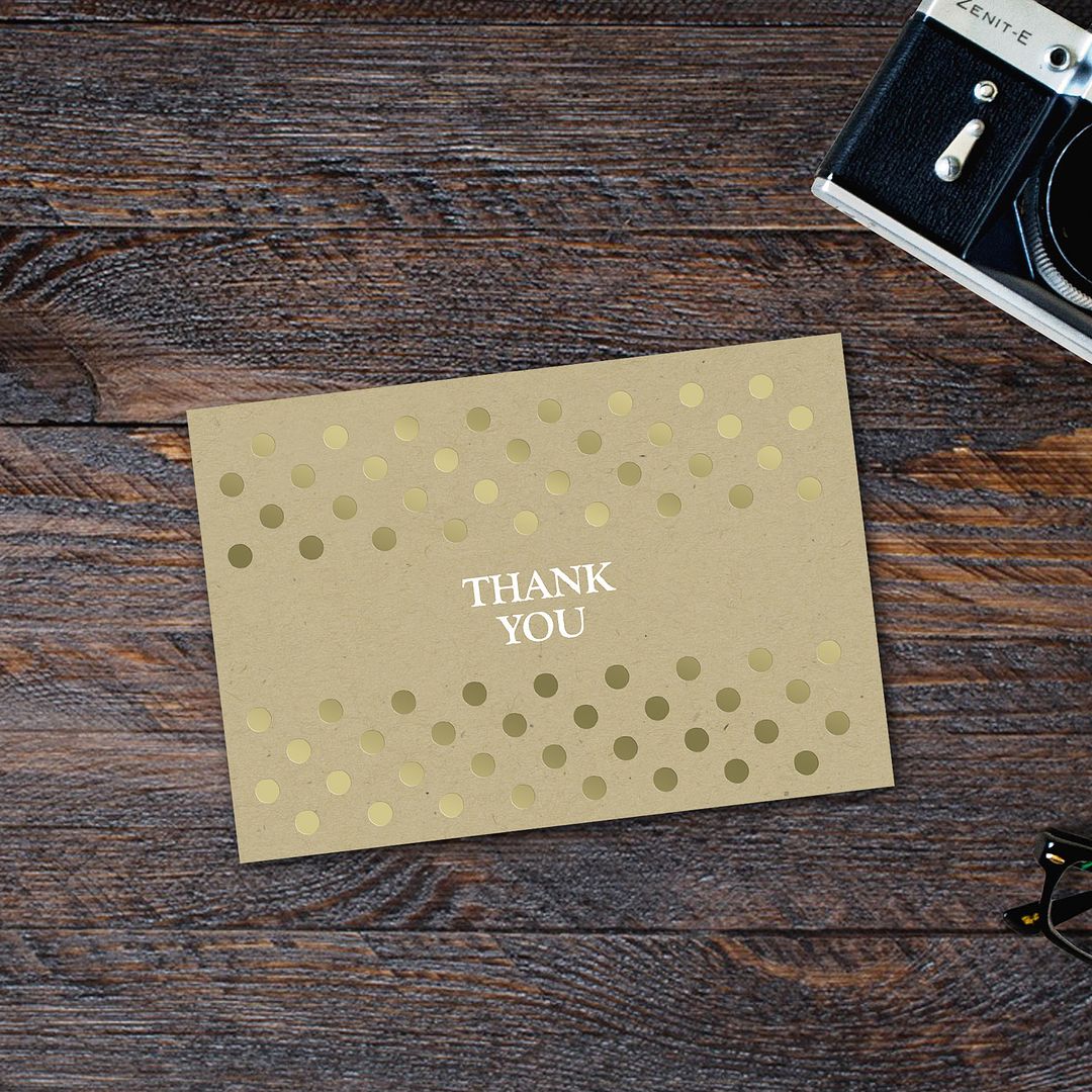 Great Papers! Thank You Note Card and White Envelope, Kraft with Gold Foil, 4.75" x 3.375"(folded), 50 count