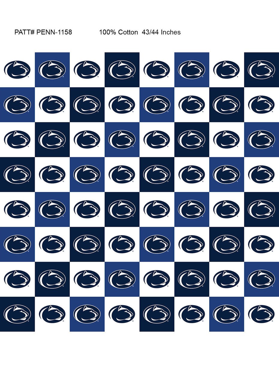 Sykel Enterprises-Penn State Cotton Fabric-Penn State University Collegiate Check Cotton Quilting Fabric