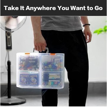 Art &#x26; Craft Organizer with Handle, Clear Storage Bins Container for Organizing Tool, Craft, Bead, Lego, Sewing