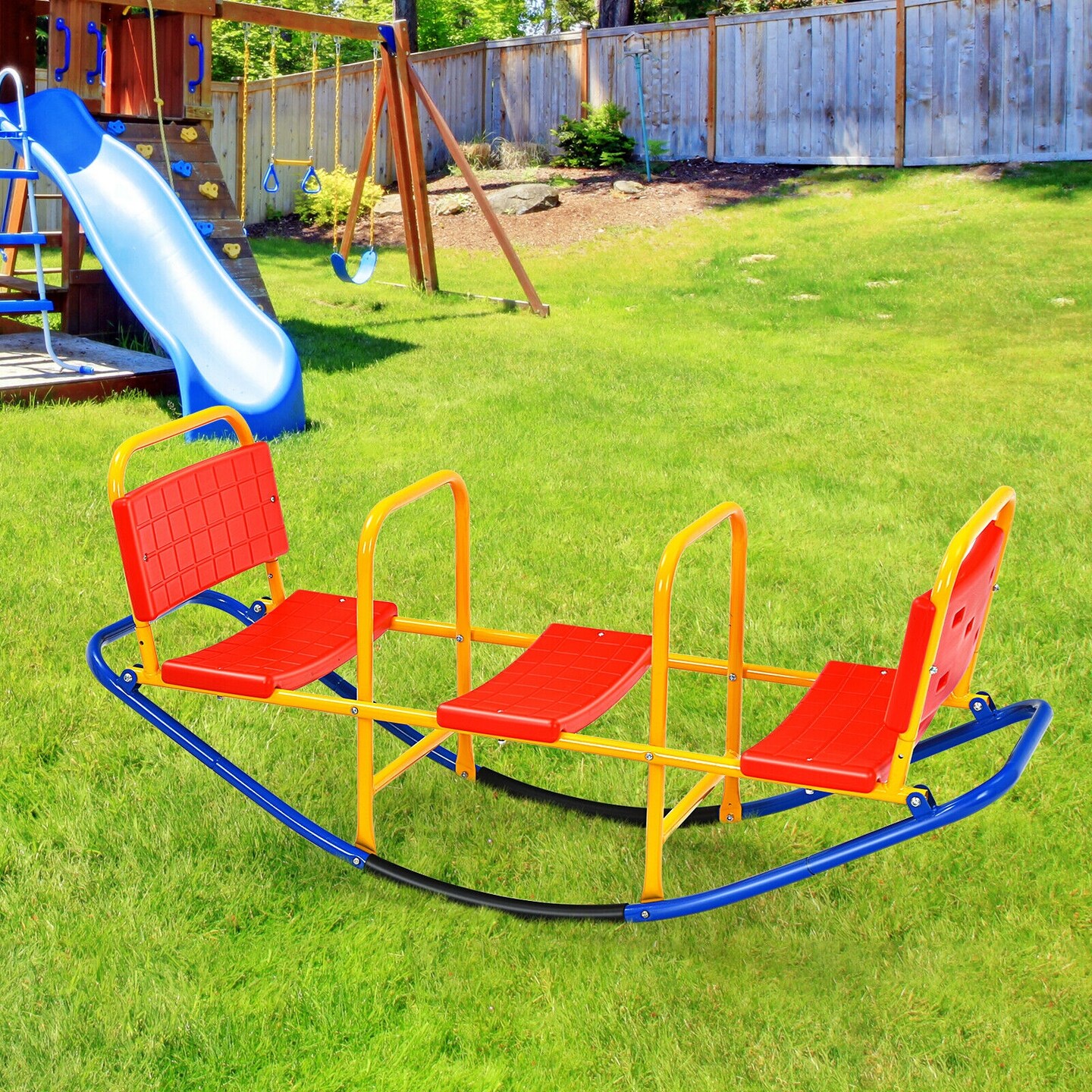 Outdoor Kids Seesaw Swivel Teeter for 3 to 8 Years Old