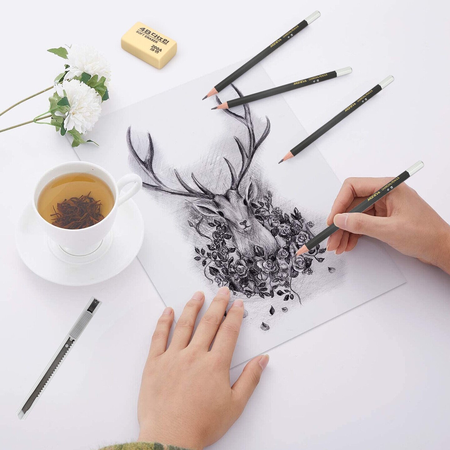 22Pcs Kids Drawing Kit with Pencils, Sketch, and Charcoal Tools