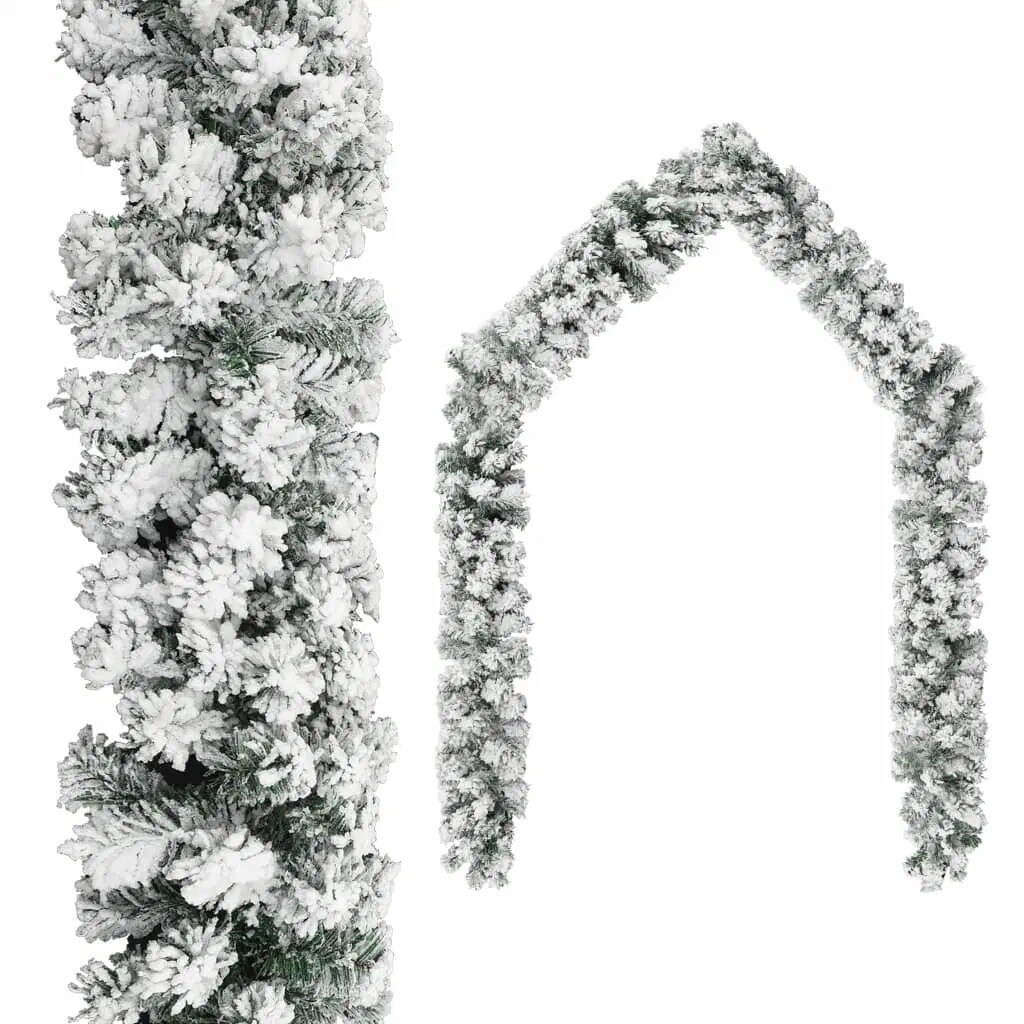 33 ft Green Christmas Garland with Flocked Snow
