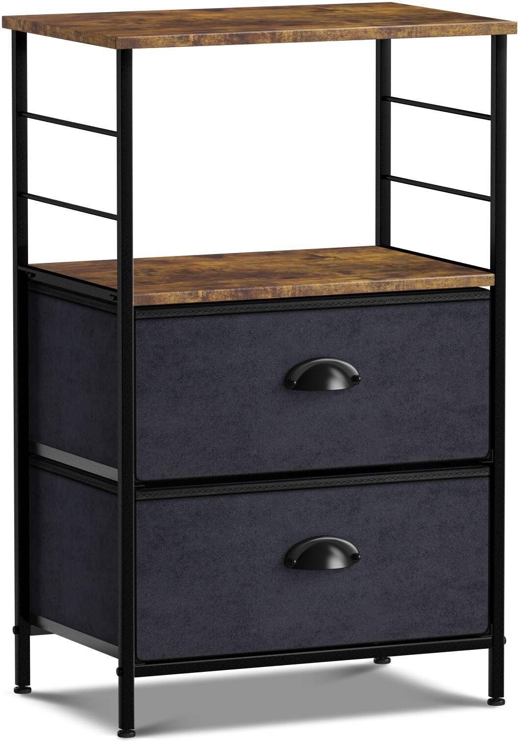 Sorbus Nightstand 2-Drawer Shelf Storage - Bedside Furniture &#x26; End Table Chest Dresser with Steel Frame, Wood Top &#x26; Easy Pull Fabric Bins for Home, Bedroom, Closets, Bathroom, Office &#x26; College Dorm