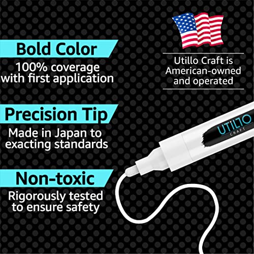 8 Pack White Paint Marker 2-3mm Medium Tip - Perfect for Fabrics and Touch-Ups! | Bold Color+100% Coverage | For Stone, Wood, Glass, Canvas, Metal, etc. | White Paint Pens | White Acrylic Paint Pens