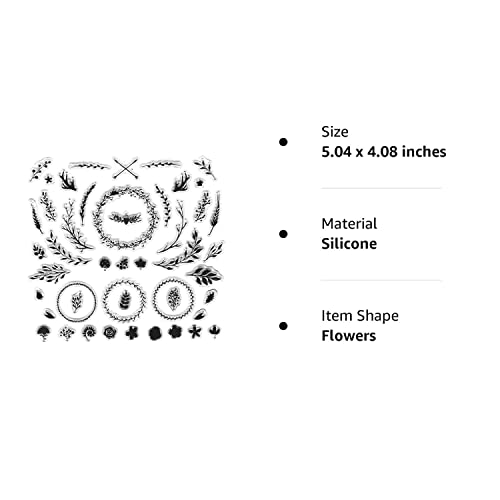 Hying Christmas Wreath Branch Clear Stamp for Christmas Card Making Scrapbooking Crafting DIY Decoration, Flower Leaves Christmas Transparent Silicone Stamp for Embossing Album Craft, Christmas Stamps