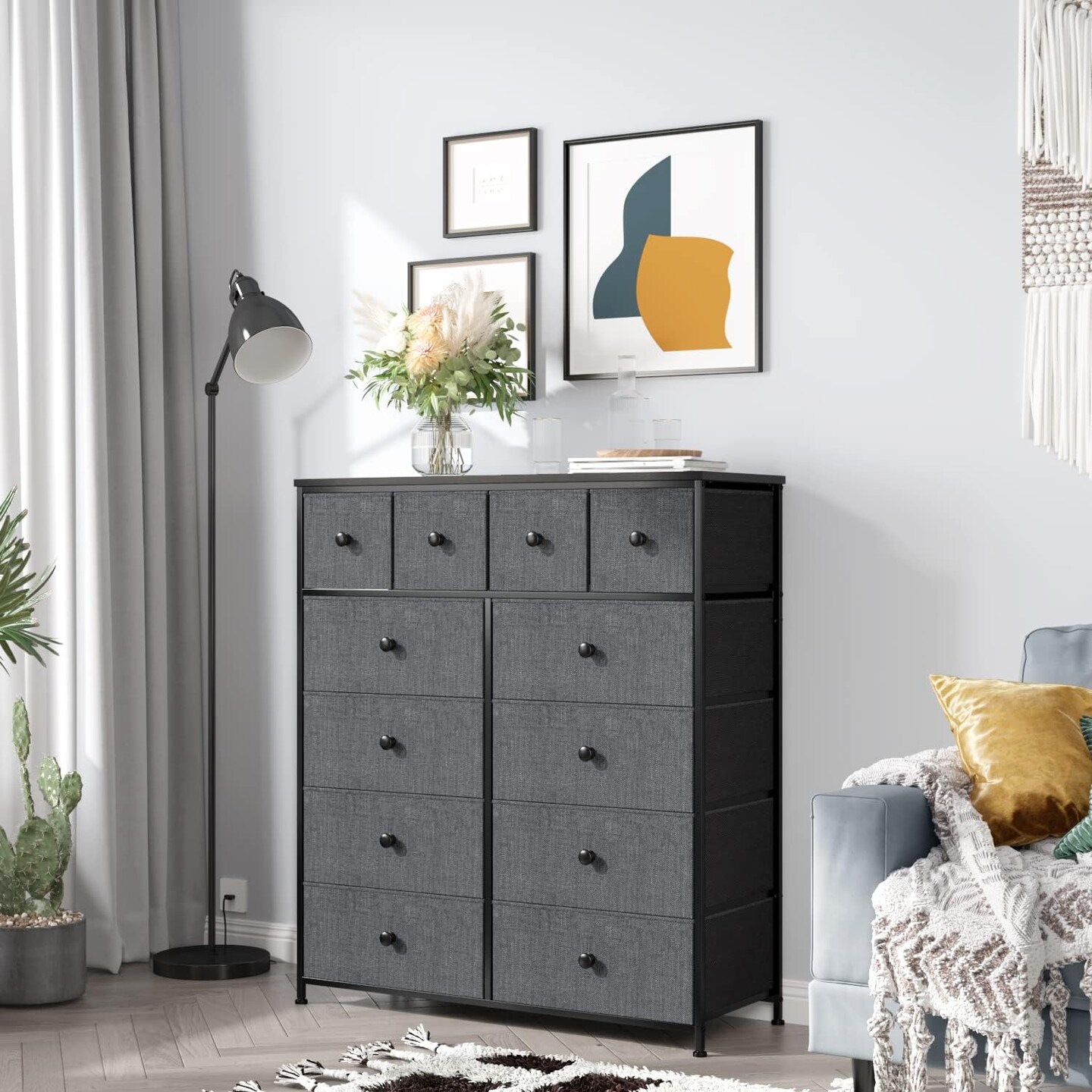 Wooden Dresser for Bedroom Organizer with 12 Drawers