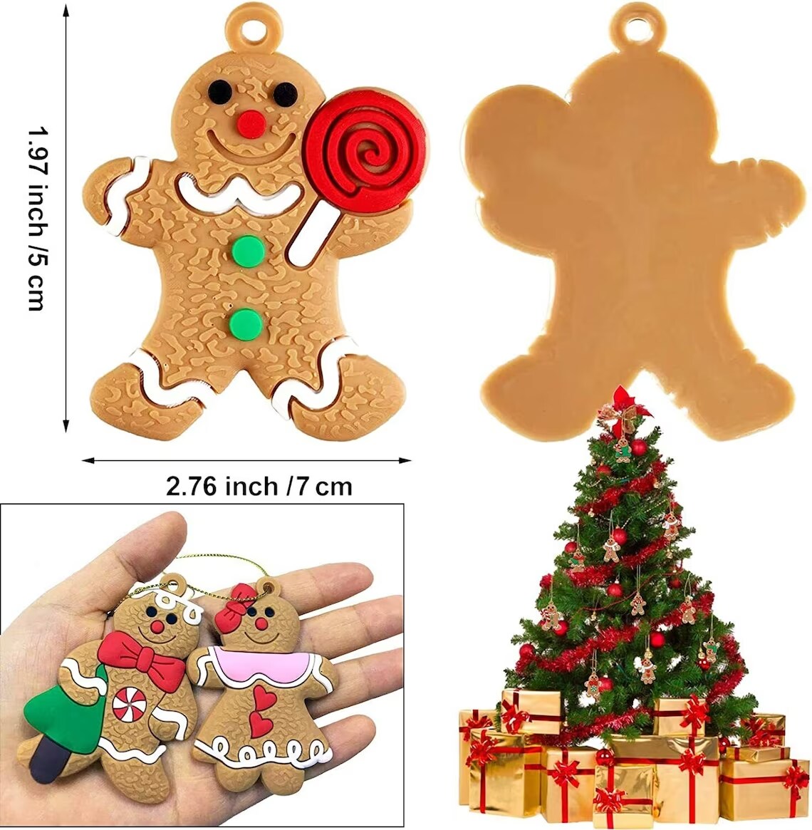 Mini Gingerbread Man Christmas Tree Decor 12 pcs