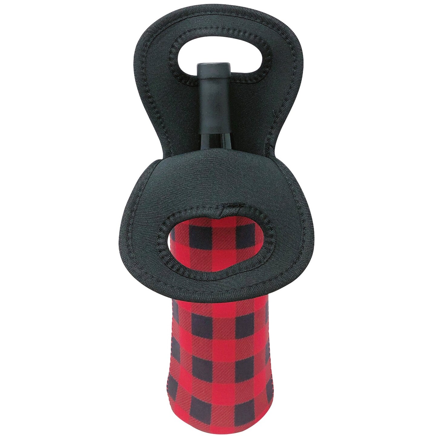 Wrapables Insulated Neoprene Wine Tote, One Bottle / Red Plaid