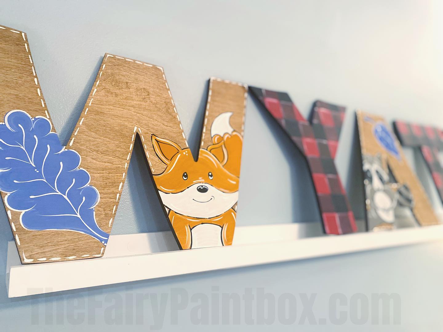 Woodland Animal Painted Wood Letters, Forest Animals Baby Name