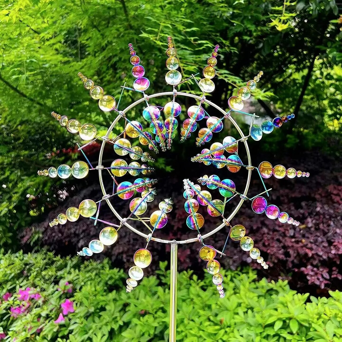 3D Windmill Kinetic Metal Sculpture Wind Spinner Yard Garden Outdoor Decoration