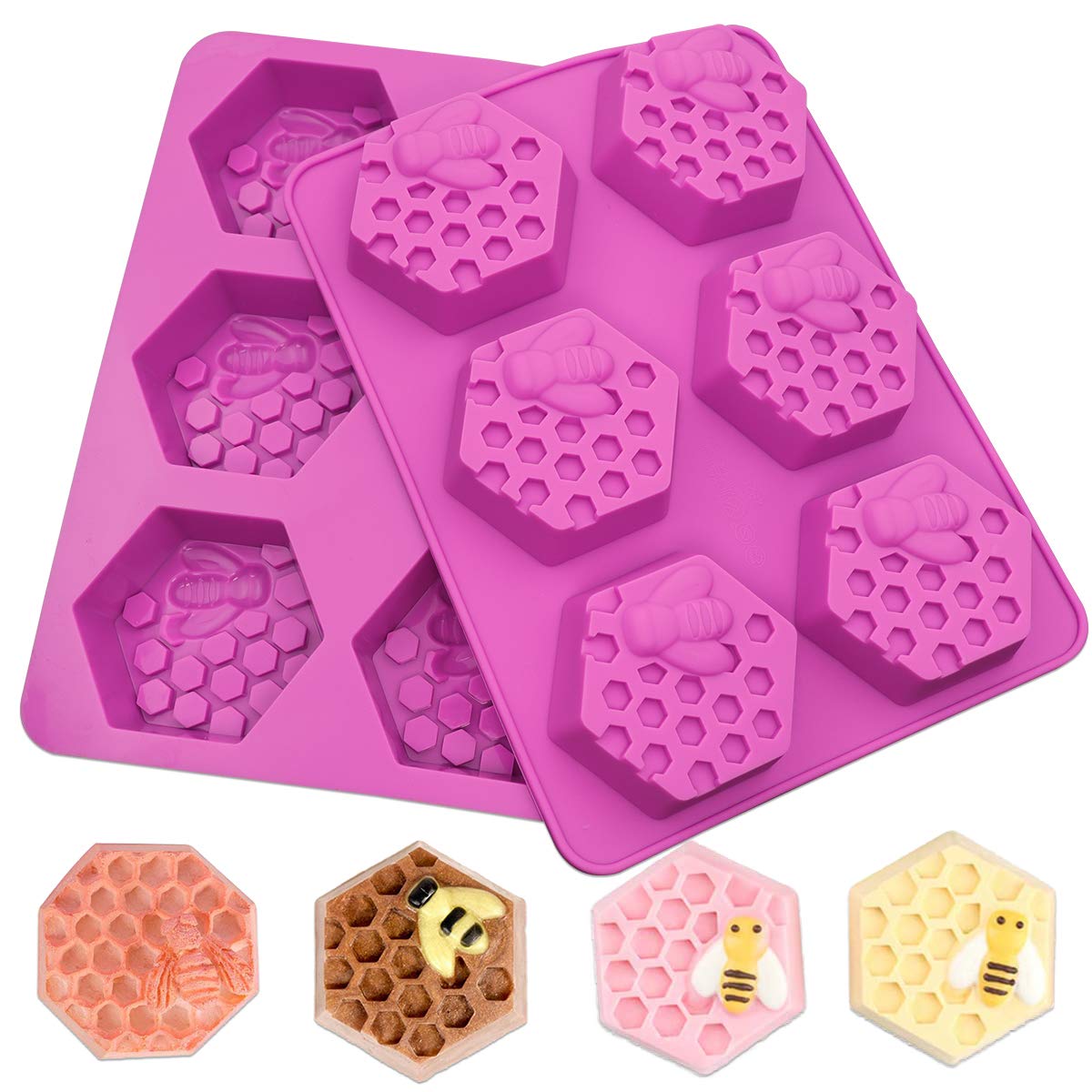 2 Pieces Honeycomb Soap Molds, Honey Silicone Molds for Handmade Soap, Lotion Bars, Wax Melts, Beeswax